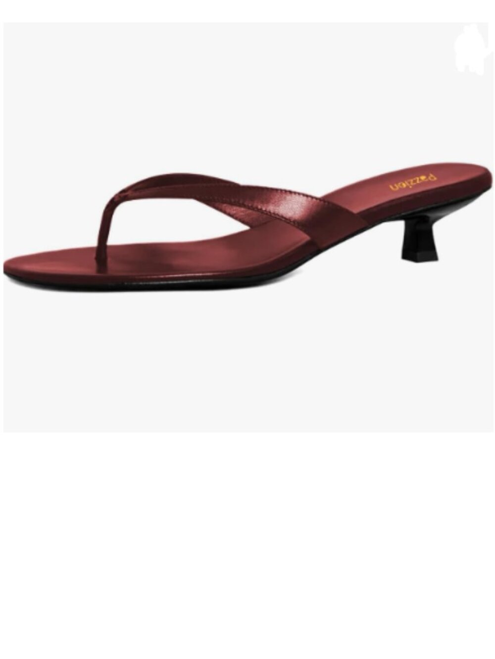 Pazzion Dark Red Open Toe Kitten Heels Flip Flop Slip On Low Heel Thong Sandal